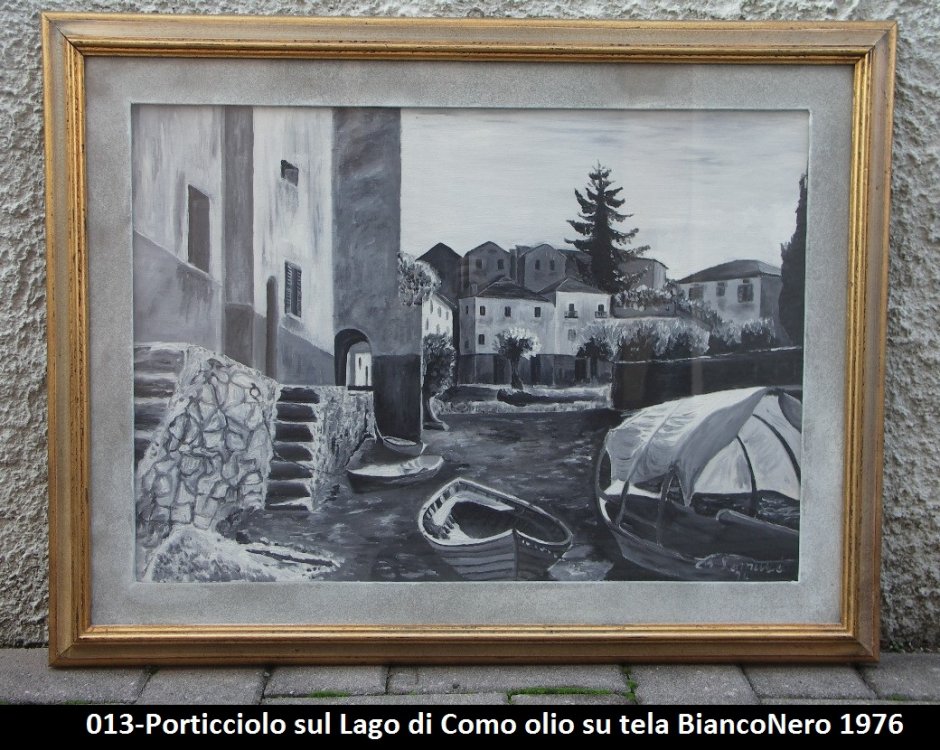 013-Porticciolo sul Lago di Como olio su tela BiancoNero 1976.jpg