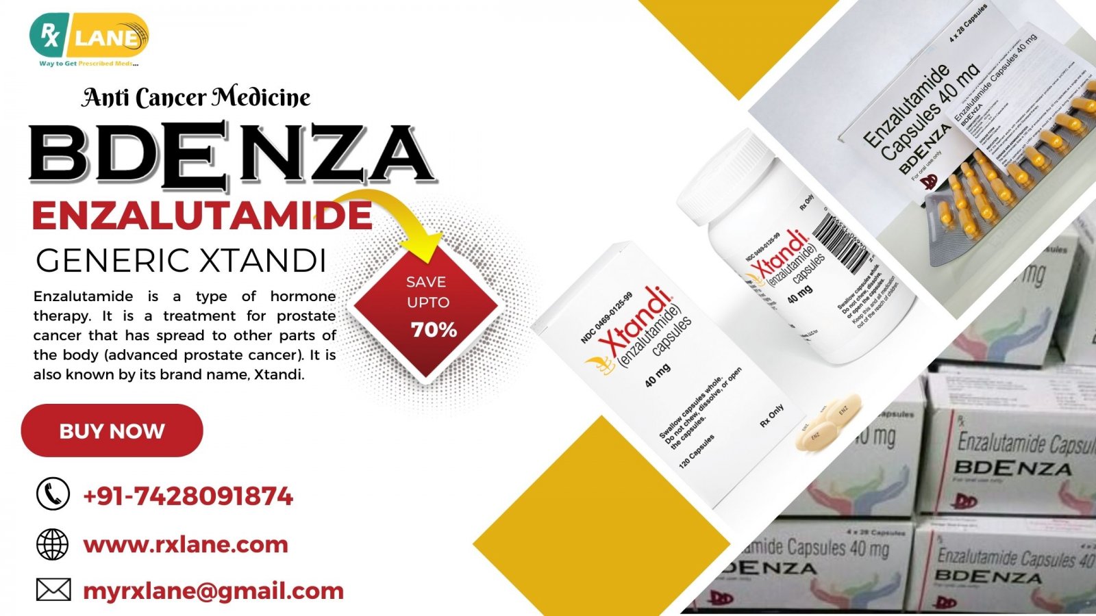 Bdenza Enzalutamide Capsules Wholesale Price Generic Xtandi Philippines Thailand